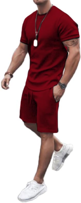 Men's Shirt and Shorts Set 2 Piece Outfits Fashion Summer Tracksuits Casual Sportwear Set