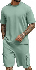 Men's Shirt and Shorts Set 2 Piece Fashion Summer Tracksuits Cotton Oversized T-Shirts Cargo Shorts